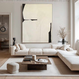 Large Beige Wall Art Beige Minimalist Art Black and Beige Canvas Art Large Beige Abstract Art