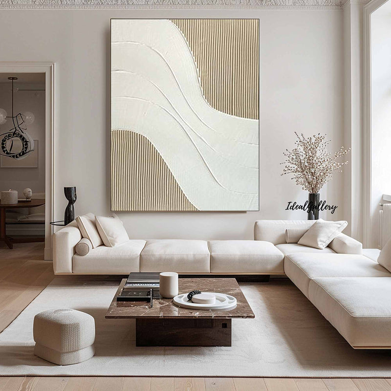 Large Beige white Wall Art Beige white Minimalist Art white Beige Canvas Art Large Beige Abstract Art