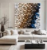 sculpture Textured Wall Decor Wood Block Art Geometric Wood Art Sculptured art Painting