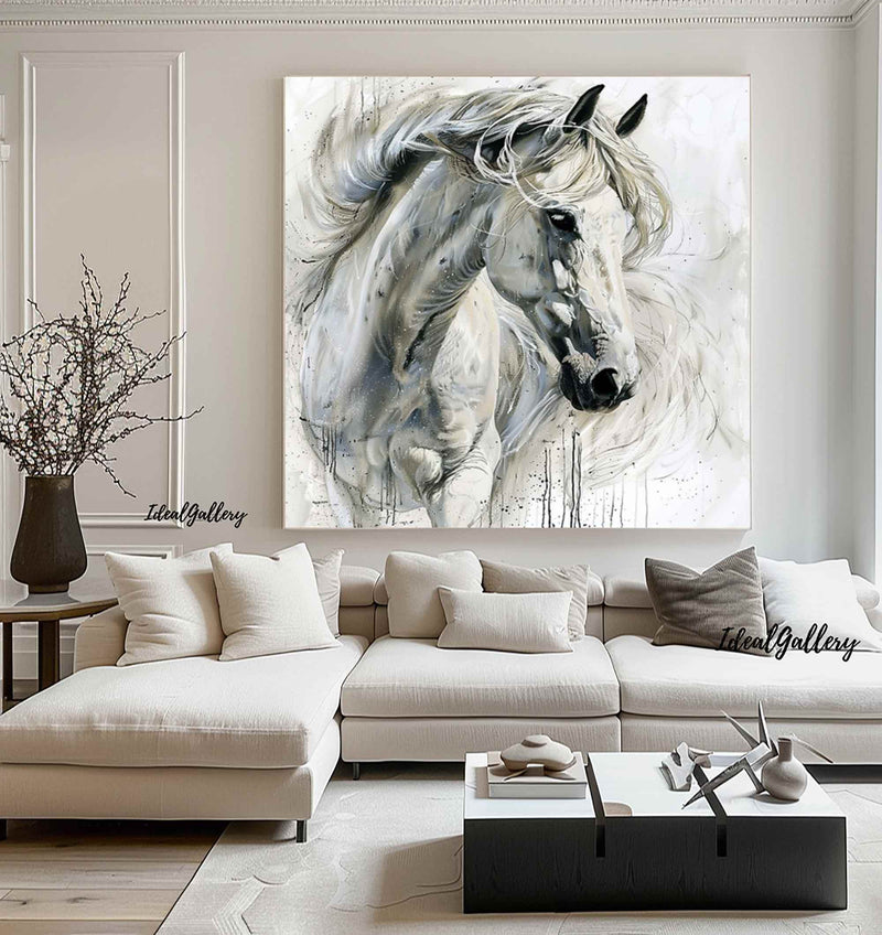 white horse painting Personalized Gifts Animal Painting Horse Painting Horse Oil Painting Horse Abstract Painting