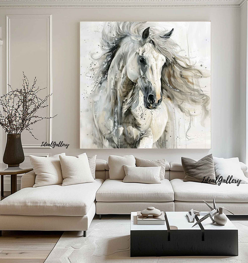 white horse painting Personalized Gifts Animal Painting Horse Painting Horse Oil Painting Horse Abstract Painting