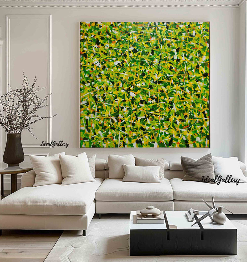 Jackson Pollock Style Painting Pollock green Canvas Wall Art Modern Abstract Colorful Fine Art