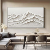 white Snow mountain painting white textured wall art white plaster art