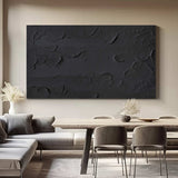 Black 3D Abstract Painting Black 3D Textured Painting Large Black Abstract wall art