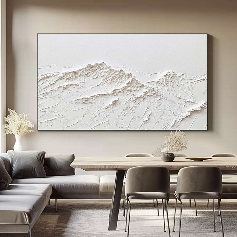 white Snow mountain painting white textured wall art white plaster art