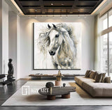 Horse Abstract Painting white horse painting Personalized Gifts Animal Painting Horse Painting Horse Oil Painting