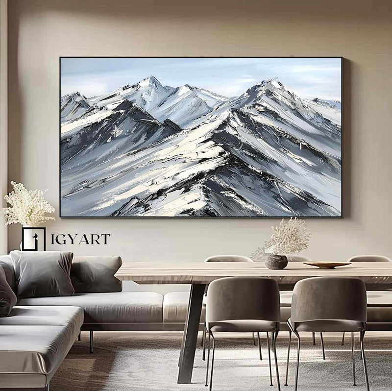 Abstract Snow Mountain Oil Painting Large Mountain Landscape Oil Painting for Living Room