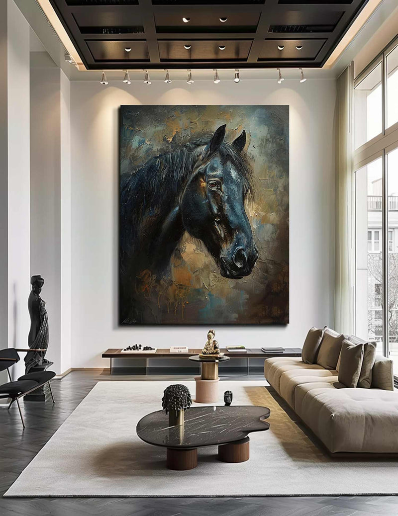 Horse Oil Painting Ferghana horse painting animal wall art Horse Head Painting Personalized Gifts