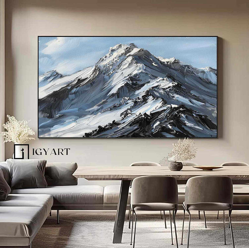 Large Original 3D White Mountain Painting Snow Mountain Wall Art Snow Mountain Painting