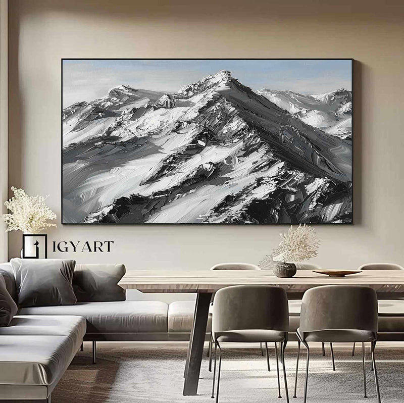 Large Mountain Landscape Oil Painting for Living Room Abstract Snow Mountain Oil Painting 