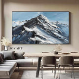 Large Original 3D White Mountain Painting Snow Mountain Wall Art Snow Mountain Painting Skiing Ar