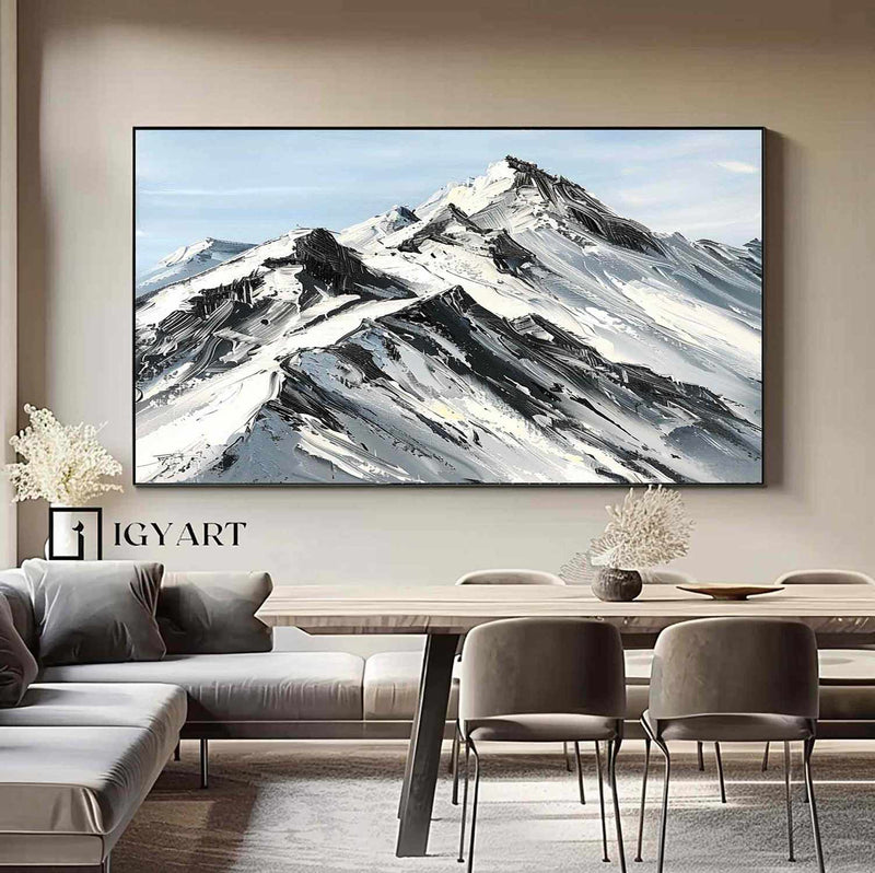 Abstract Snow Mountain Oil Painting Large Mountain Landscape Oil Painting for Living Room