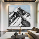 Mountain Painting Black and white Mountain Abstract art Black and white Mountain textured wall art 