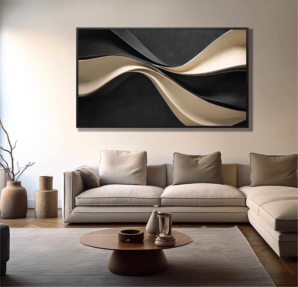 3D Wood Wall Art Neutral Abstract Textured Wall Decor for Sofa Above