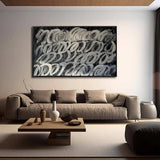 Large Black Abstract Painting Black abstract wall art Black and White Abstract Line Painting Black Minimalist Painting