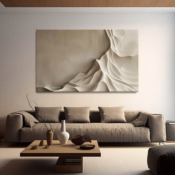 Wood carving wall art Art Beige Sculptured art Painting sculpture Abstract 3D Textured Wall Art