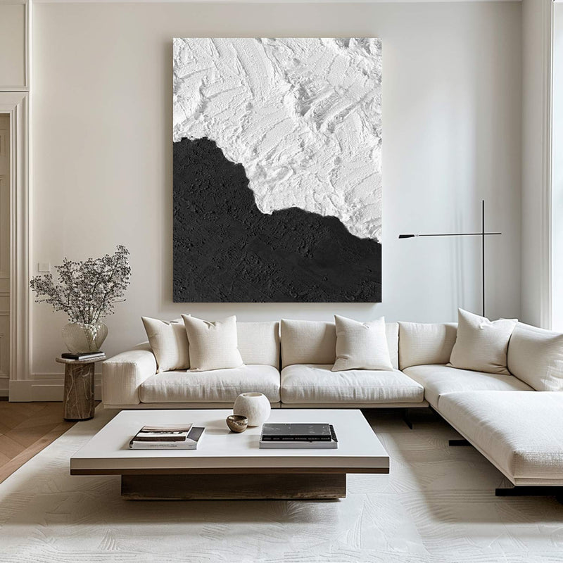 Black and white Abstract art Black and white Painting Black and white wall art Black and white 3D textured wall art