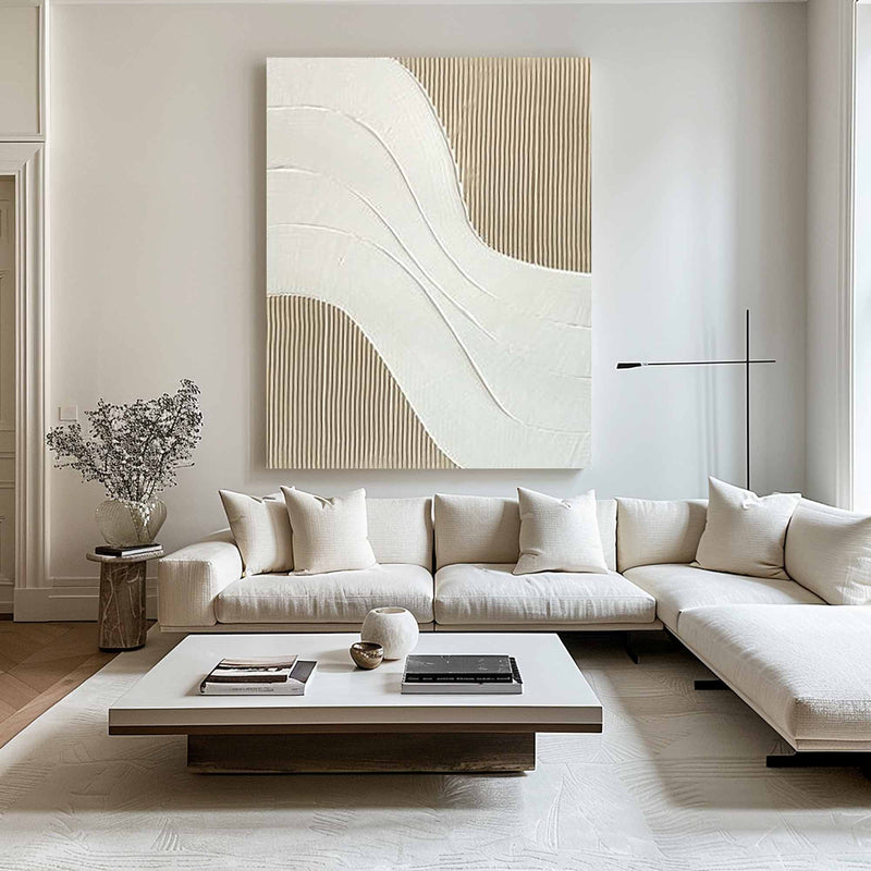 Large Beige white Wall Art Beige white Minimalist Art white Beige Canvas Art Large Beige Abstract Art