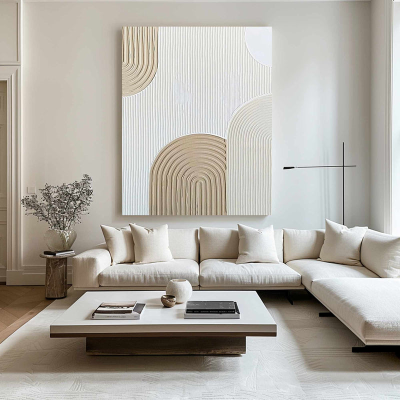 Large Beige Wall Art Beige white Minimalist Art white Beige Canvas Art Large Beige Abstract Art