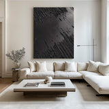 Large Black Abstract Painting Black wall art Black plaster art Black textured wall art 