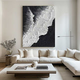 Large Black and white Waves Abstract Painting Black and white Waves Textured Painting