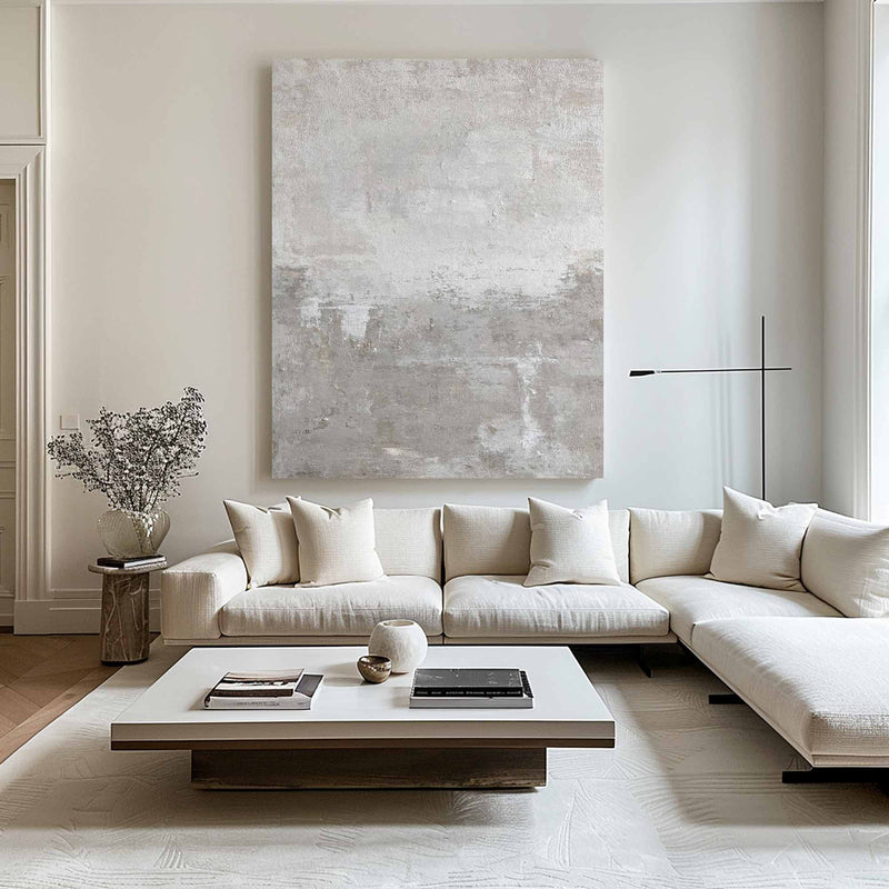 Beige and White canvas wall art Beige Minimalist Painting Beige Abstract art Beige and White wall Decor