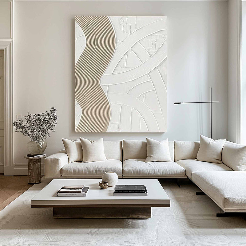 Large Beige white Wall Art Beige white Minimalist Art white Beige Canvas Art Large Beige Abstract Art