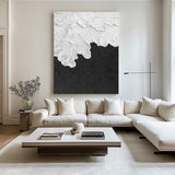 Large Black and white Abstract Painting Black and white wall art Black and white 3D Textured Painting