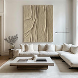 Beige canvas wall art Beige Minimalist Wall Art,Beige 3D Textured Painting,  Large Beige Textured Painting