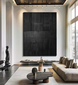 Black textured wall art Black plaster wall art Black Wabi-Sabi Wall Art Large Black Abstract Painting