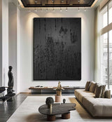 Black textured wall art Black Textured Painting Contemporary Black Abstract Painting