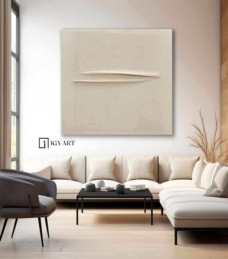 Beige 3D Textured Wall Art Beige Minimalist Painting Beige Wabi Sabi Wall Art Beige Boho Painting Modern Minimalist Art