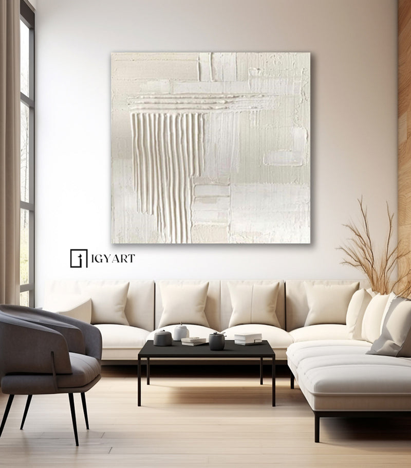 Beige Wabi Sabi Wall Art Beige white Abstract Painting Beige Minimalist Canvas Art Large Neutral Wall Decor