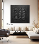 Black 3D Abstract Painting Black 3D Textured Painting Black 3D Minimalist Painting Large Black Abstract Painting Black abstract wall art