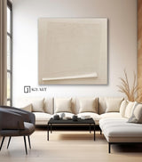 Large Beige Textured Canvas Painting Beige Wabi Sabi Wall Art Beige Abstract Painting Beige Minimalist Canvas Art 