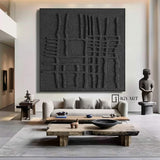 Large Black Abstract Painting Black 3D Abstract Painting Black 3D Textured Painting Black 3D Minimalist Painting Black abstract wall art