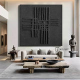 Black plaster wall art Black Wabi-Sabi Wall Art Black wall art Black textured wall art Black Wall Art painting Large Black abstract wall art