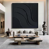 Large Black Abstract Painting Black 3D Abstract Painting Black 3D Textured Painting Black 3D Minimalist Painting Black abstract wall art