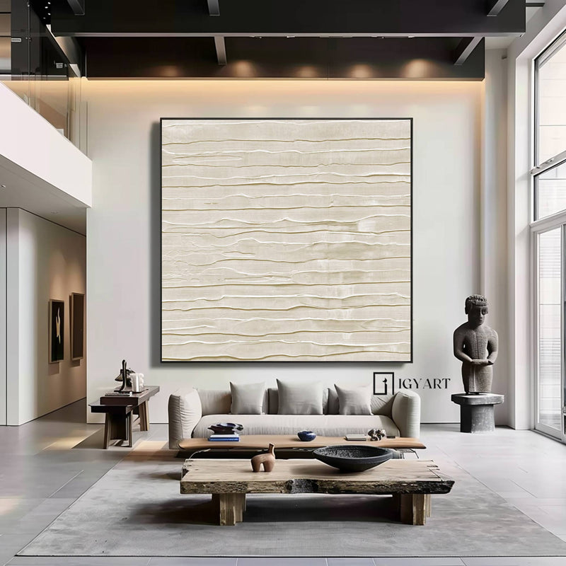 Beige Wabi Sabi Wall Art Beige white Abstract Painting Beige Minimalist Canvas Art 