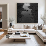 Black 3D Abstract Painting Black 3D Textured Painting Black 3D Minimalist Painting Large Black Abstract Painting Black abstract wall art