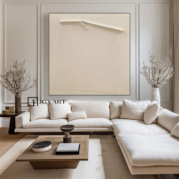 Beige Wabi Sabi Wall Art Beige Abstract Painting Beige Minimalist Canvas Art Large Beige Textured Painting