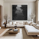 Black 3D Abstract Painting Black 3D Textured Painting Black 3D Minimalist Painting Large Black Abstract Painting Black abstract wall art