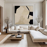 Beige Wabi Sabi Wall Art Black Beige Abstract Painting Large Black Minimalist Wall Art