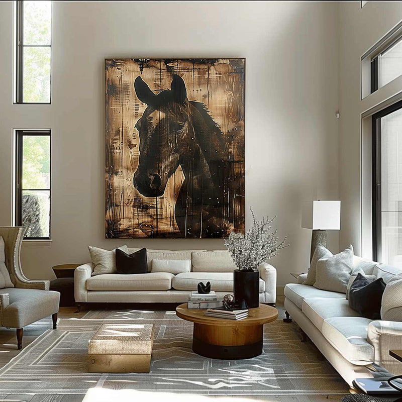 Horse oil painting, brown horse painting, horse head painting, brown horse head painting