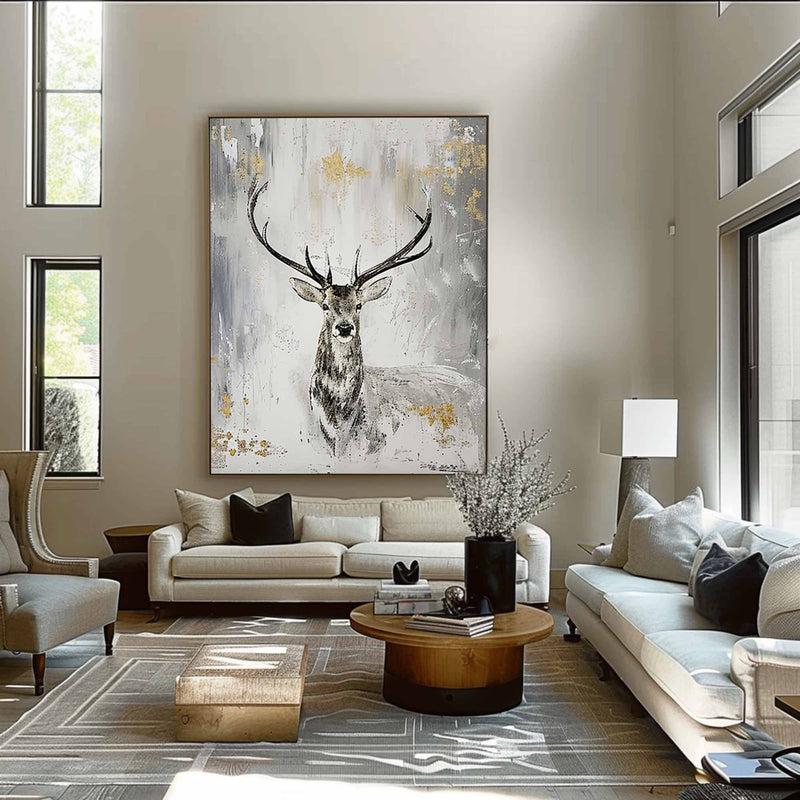 Large Animals Paintings Deer wall decor Deer Canvas Wall Art Deer Abstract Painting Deer Wall Art