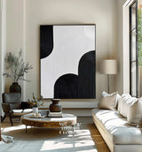 Large Black and white Abstract Painting Black and white wall art Black and white 3D Textured Painting