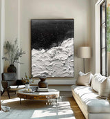 Black and white 3D Textured Painting Black and white 3D Minimalist Painting Large Black and white Abstract Painting