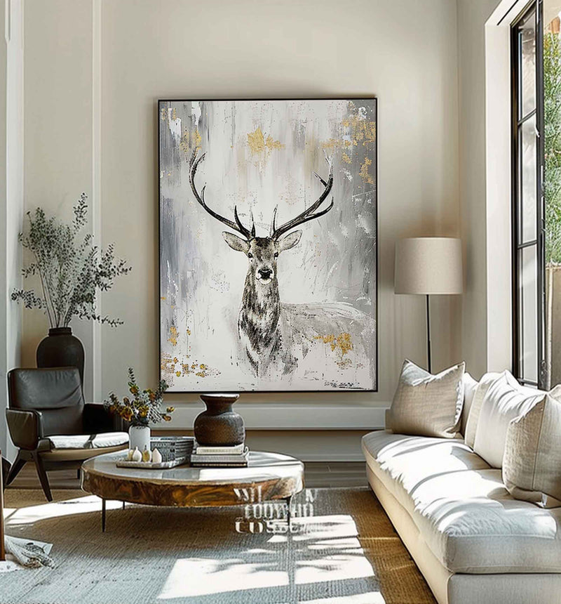 Large Animals Paintings Deer wall decor Deer Canvas Wall Art Deer Abstract Painting Deer Wall Art