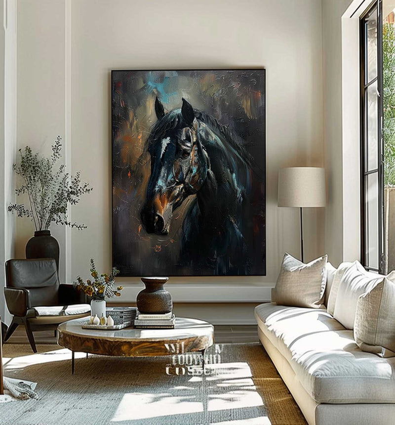 Horse Oil Painting Ferghana horse painting animal wall art Horse Head Painting Personalized Gifts