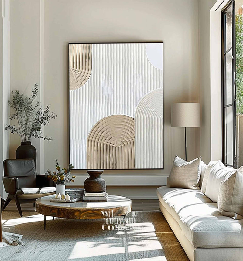 Large Beige Wall Art Beige white Minimalist Art white Beige Canvas Art Large Beige Abstract Art